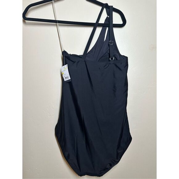 Land Ends Black One Shoulder One Piece Tummy Control Swimsuit Size Large - Picture 4 of 4